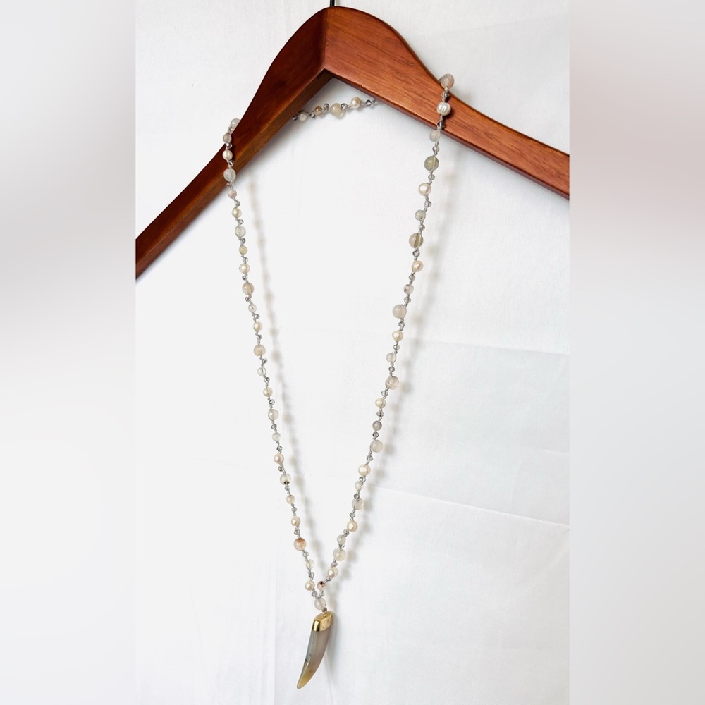 Neutral Beaded Opera Necklace